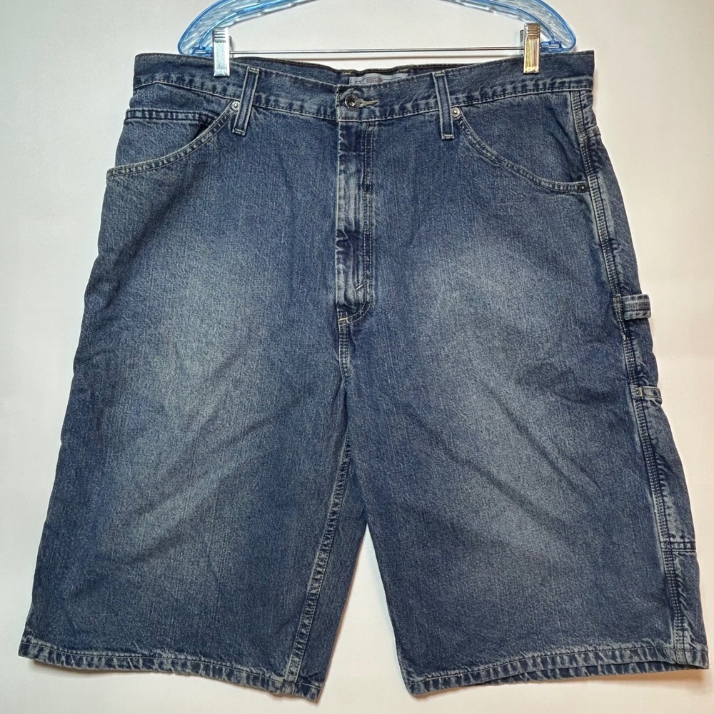 Levi Strauss‎ Signature Carpenter Shorts Mens 38 Blue Denim Utility Workwear Y2K